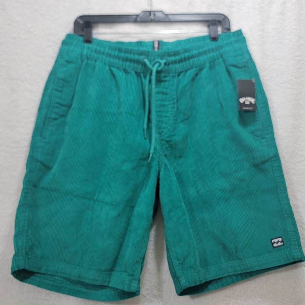 NEW Billabong Mens‎ Med Mike Elastic Waist Corduroy Shorts Green 20in